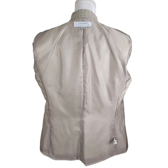 Tahari ASL~Woman Sz. 10~Cream/Beige Vertical Striped Button-Up Blazer Wool Blend - Picture 6 of 9